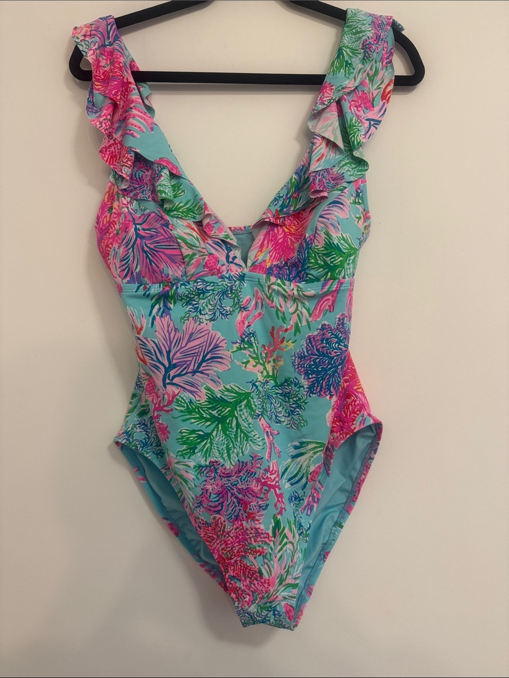 Lilly Pulitzer Celestial Blue Cay to My Heart  Ruffle-Shoulder One-Piece